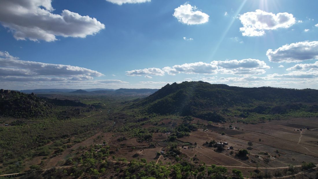 Mountain range over a valley